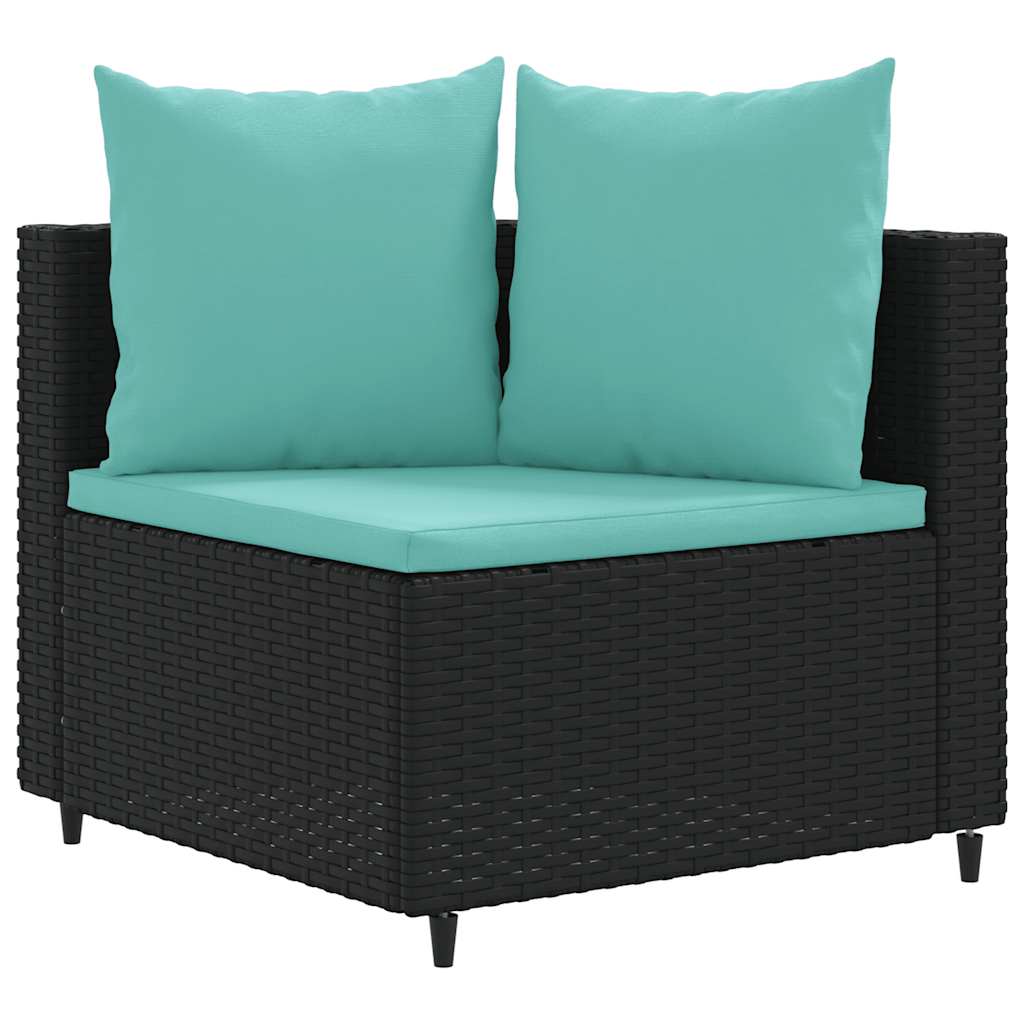 Set Divano da Giardino 6 pz con Cuscini Nero in Polyrattan - homemem39