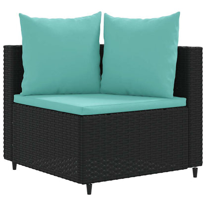 Set Divano da Giardino 6 pz con Cuscini Nero in Polyrattan - homemem39
