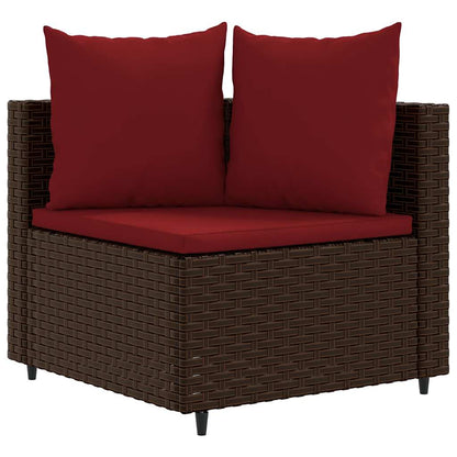 Set Divano da Giardino 6 pz con Cuscini Marrone in Polyrattan - homemem39