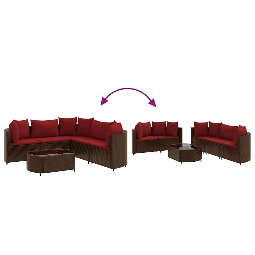 Set Divano da Giardino 6 pz con Cuscini Marrone in Polyrattan | homemem39