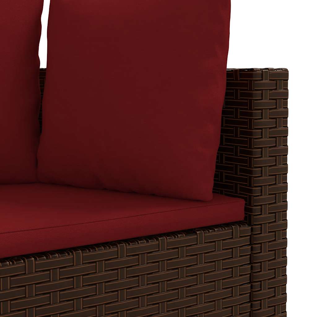 Set Divano da Giardino 6 pz con Cuscini Marrone in Polyrattan | homemem39