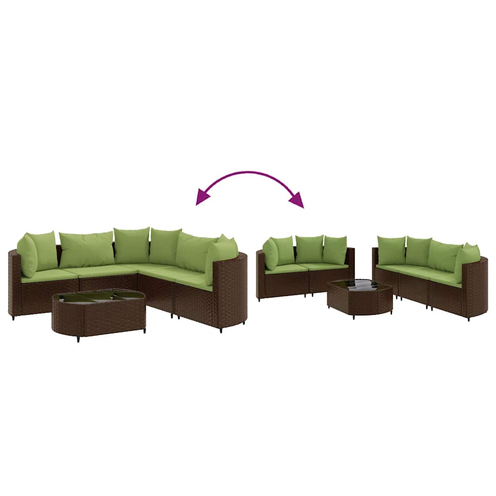 Set Divano da Giardino 6 pz con Cuscini Marrone in Polyrattan | homemem39