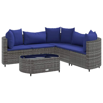 Set Divano da Giardino 6 pz con Cuscini Grigio in Polyrattan | homemem39