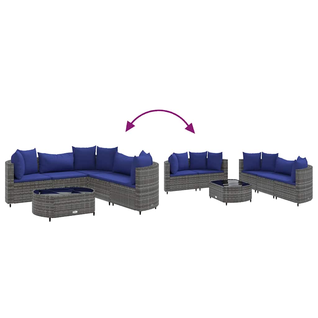 Set Divano da Giardino 6 pz con Cuscini Grigio in Polyrattan | homemem39