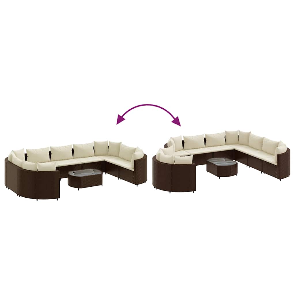 Set Divani da Giardino 10pz con Cuscini in Polyrattan Marrone | homemem39