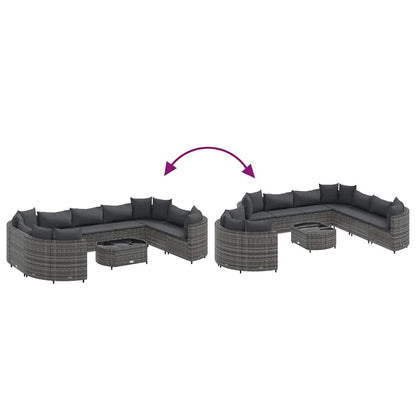 Set Divano da Giardino 10 pz con Cuscini Grigio in Polyrattan | homemem39