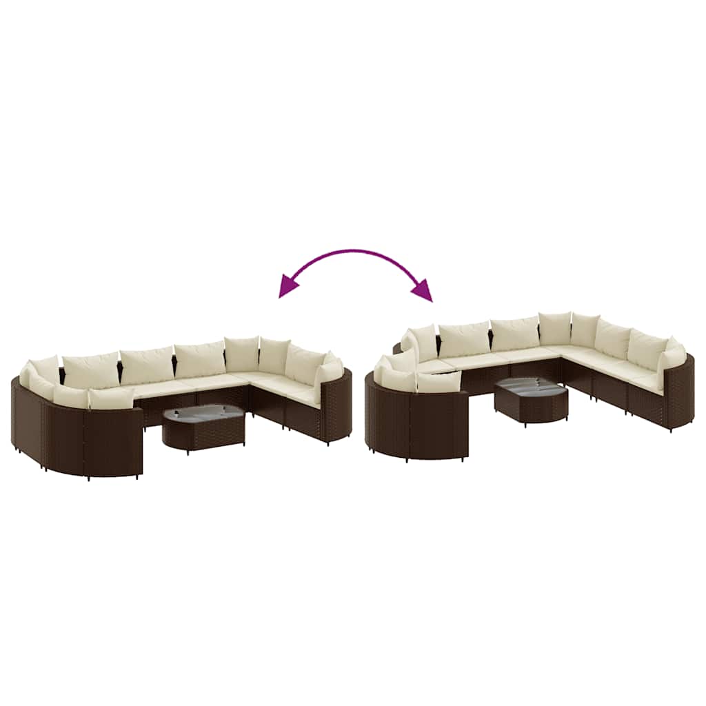 Set Divani da Giardino 10pz con Cuscini in Polyrattan Marrone | homemem39