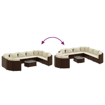Set Divani da Giardino 10pz con Cuscini in Polyrattan Marrone | homemem39