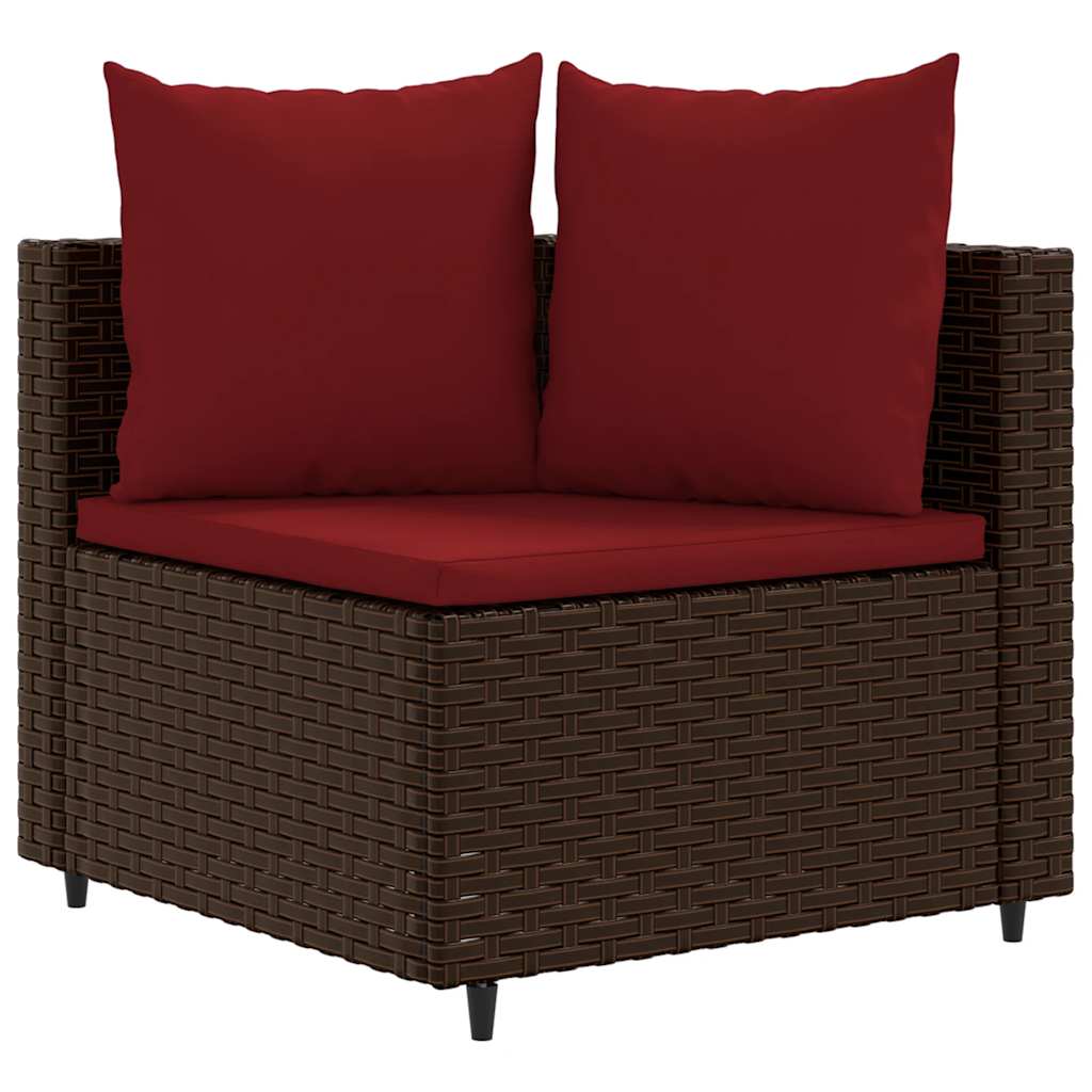 Set Divani da Giardino 10pz con Cuscini in Polyrattan Marrone | homemem39