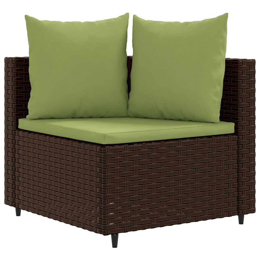 Set Divani da Giardino 10pz con Cuscini in Polyrattan Marrone