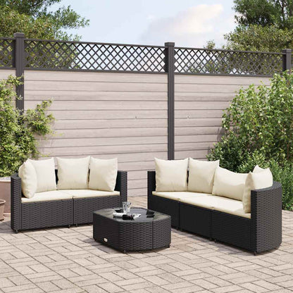 Set Divano da Giardino 6 pz con Cuscini Nero in Polyrattan | homemem39