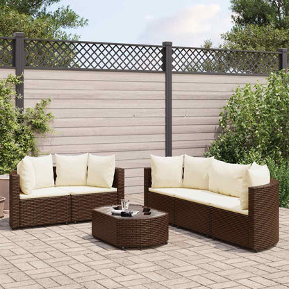 Set Divano da Giardino 6 pz con Cuscini Marrone in Polyrattan | homemem39