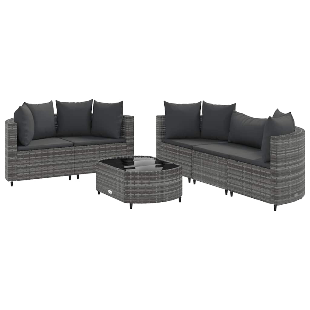 Set Divano da Giardino 6 pz con Cuscini Grigio in Polyrattan | homemem39