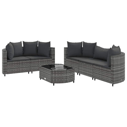 Set Divano da Giardino 6 pz con Cuscini Grigio in Polyrattan | homemem39