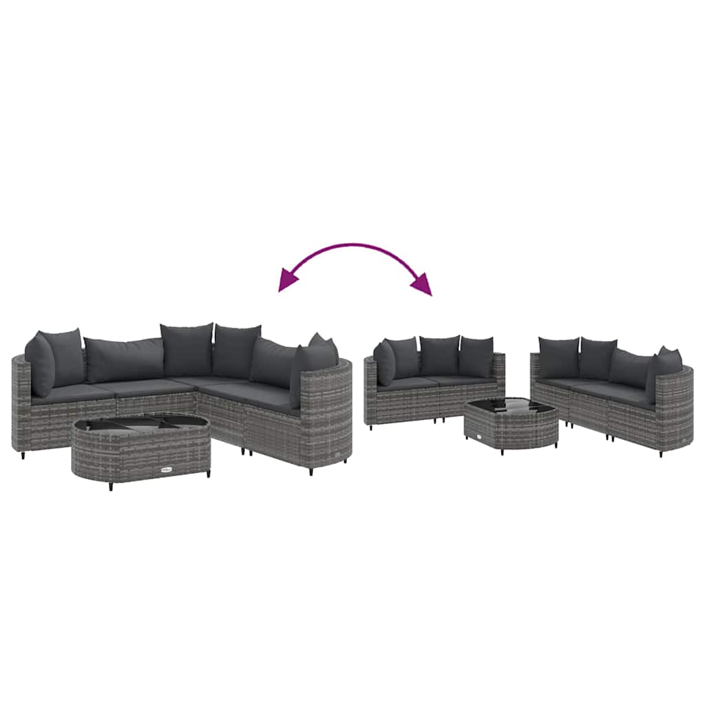 Set Divano da Giardino 6 pz con Cuscini Grigio in Polyrattan | homemem39
