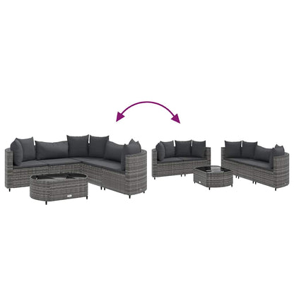 Set Divano da Giardino 6 pz con Cuscini Grigio in Polyrattan | homemem39