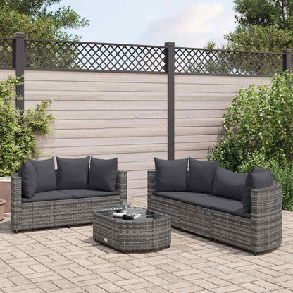 Set Divano da Giardino 6 pz con Cuscini Grigio in Polyrattan | homemem39
