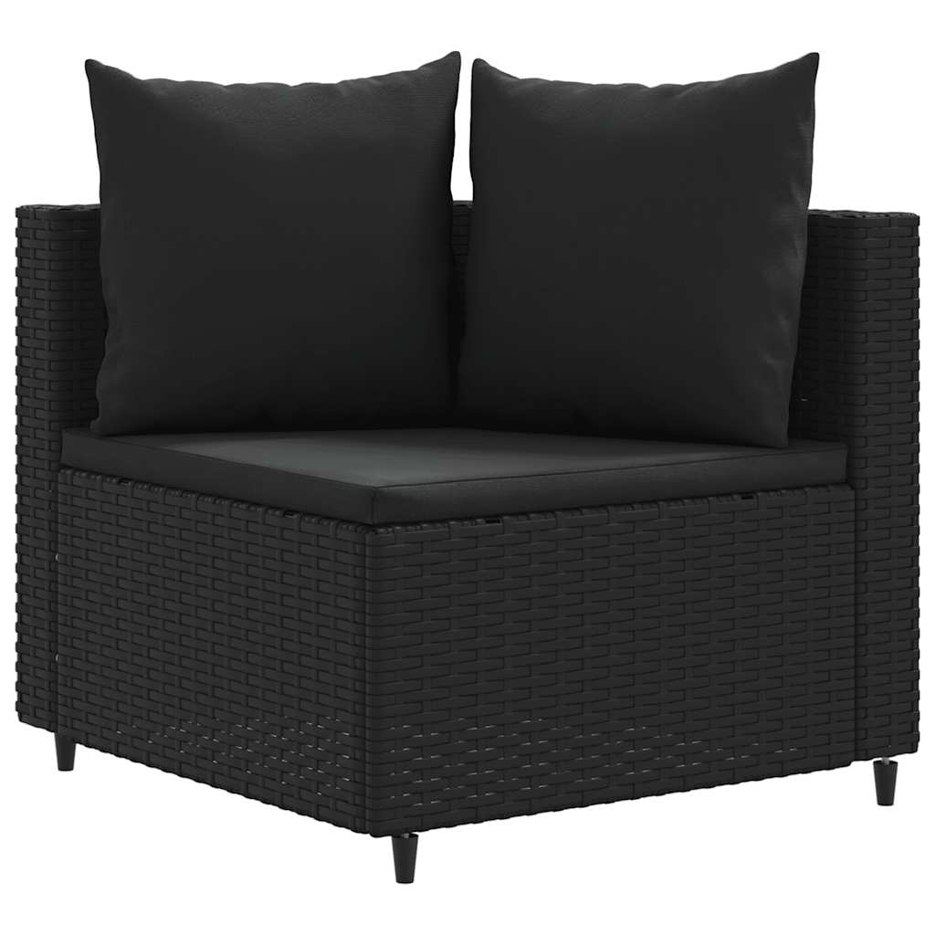 Set Divano da Giardino 6 pz con Cuscini Nero in Polyrattan - homemem39
