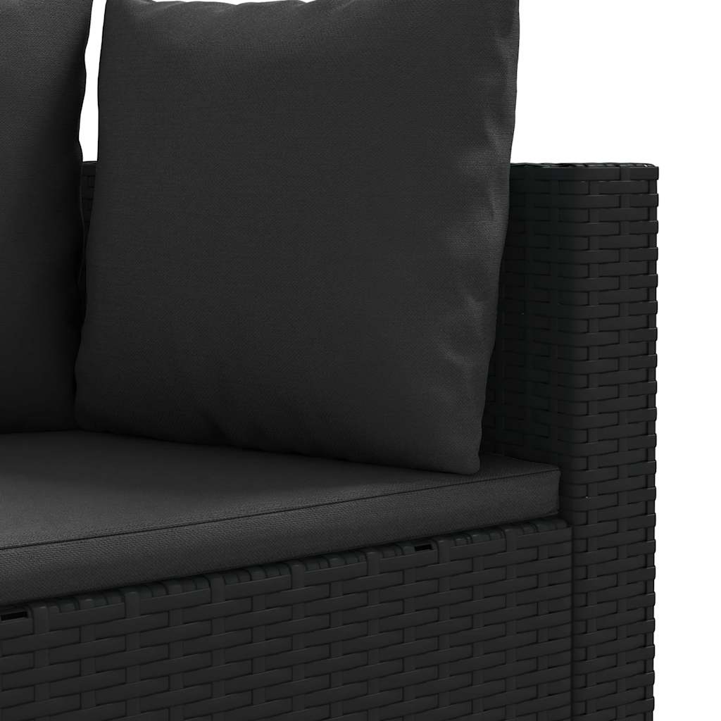 Set Divano da Giardino 6 pz con Cuscini Nero in Polyrattan - homemem39