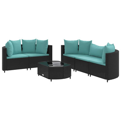 Set Divano da Giardino 6 pz con Cuscini Nero in Polyrattan | homemem39