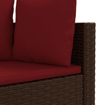 Set Divano da Giardino 6 pz con Cuscini Marrone in Polyrattan