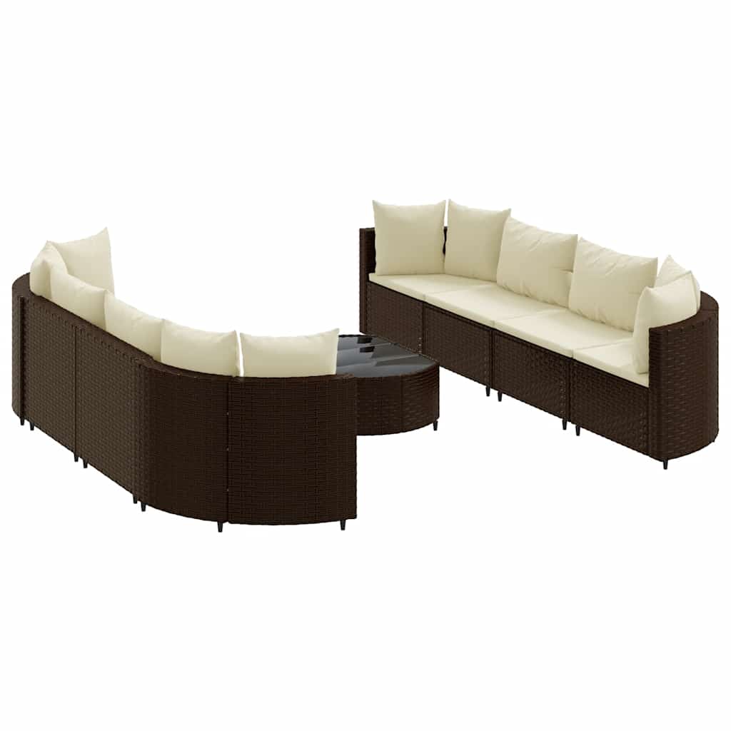 Set Divani da Giardino 9pz con Cuscini Marrone in Polyrattan | homemem39