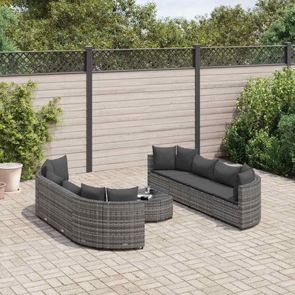 Set Divano da Giardino 9 pz con Cuscini Grigio in Polyrattan | homemem39