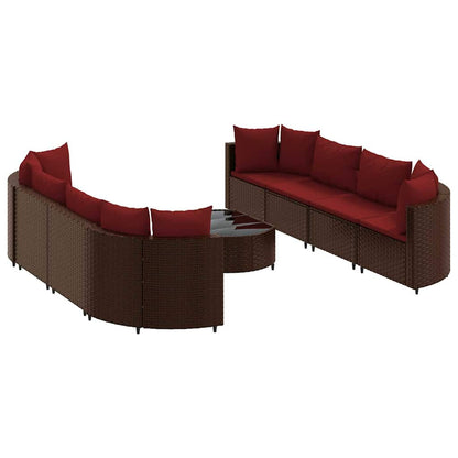 Set Divani da Giardino 9pz con Cuscini Marrone in Polyrattan - homemem39