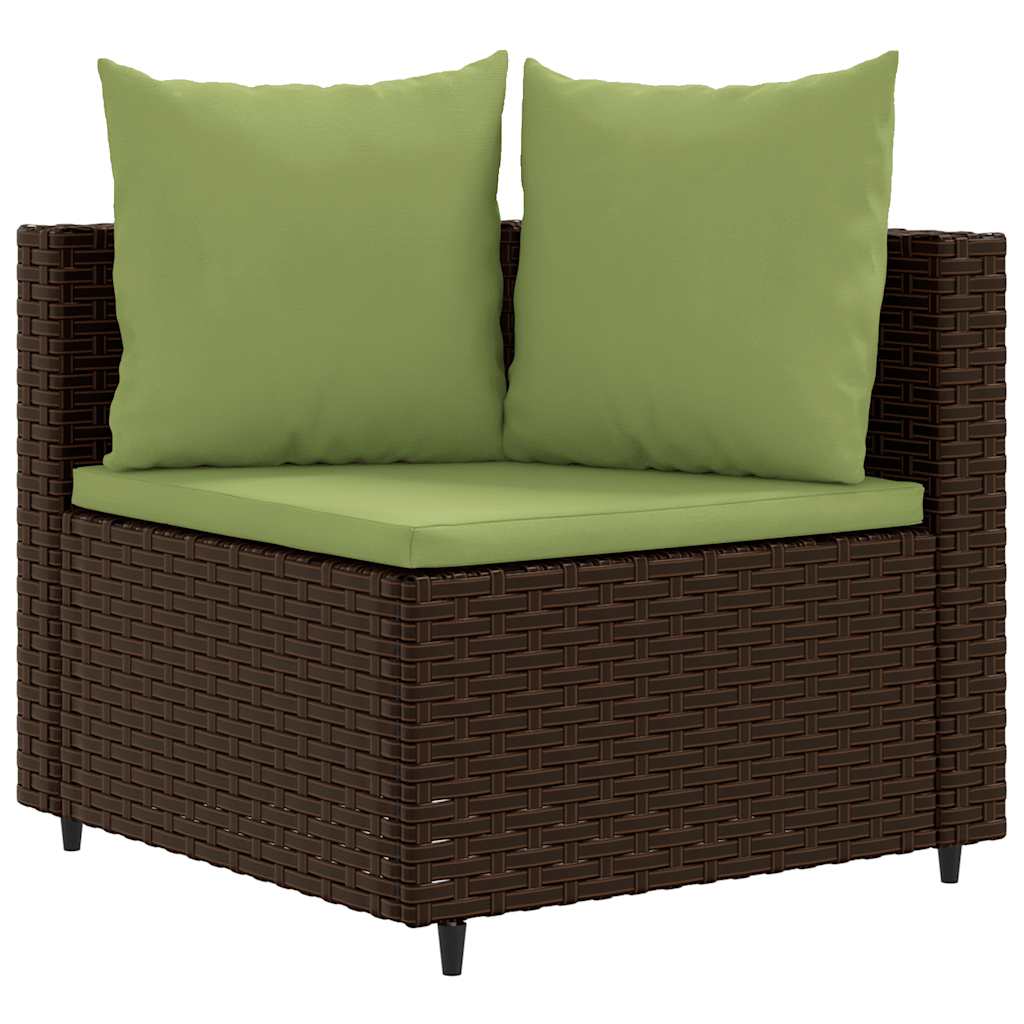 Set Divani da Giardino 9pz con Cuscini Marrone in Polyrattan