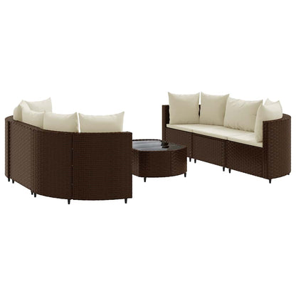 Set Divani da Giardino 7 pz con Cuscini Marrone in Polyrattan | homemem39