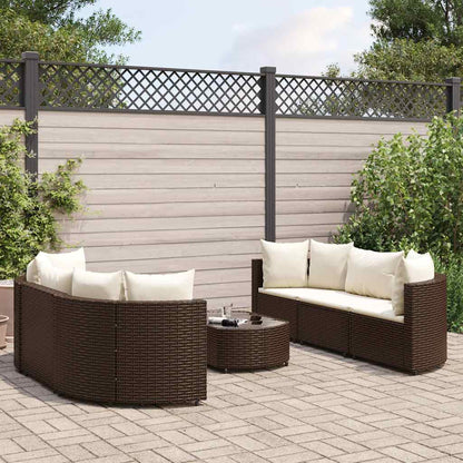 Set Divani da Giardino 7 pz con Cuscini Marrone in Polyrattan | homemem39