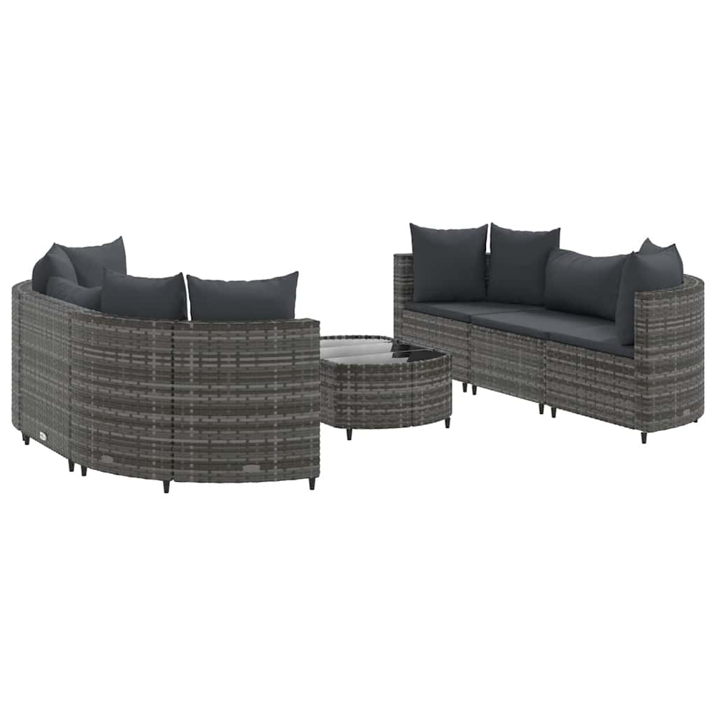 Set Divani da Giardino 7 pz con Cuscini Grigio in Polyrattan | homemem39