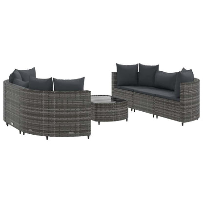 Set Divani da Giardino 7 pz con Cuscini Grigio in Polyrattan | homemem39