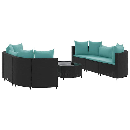 Set Divani da Giardino con Cuscini 7pz Nero Polyrattan | homemem39