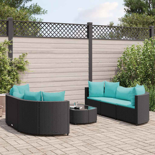 Set Divani da Giardino con Cuscini 7pz Nero Polyrattan - homemem39