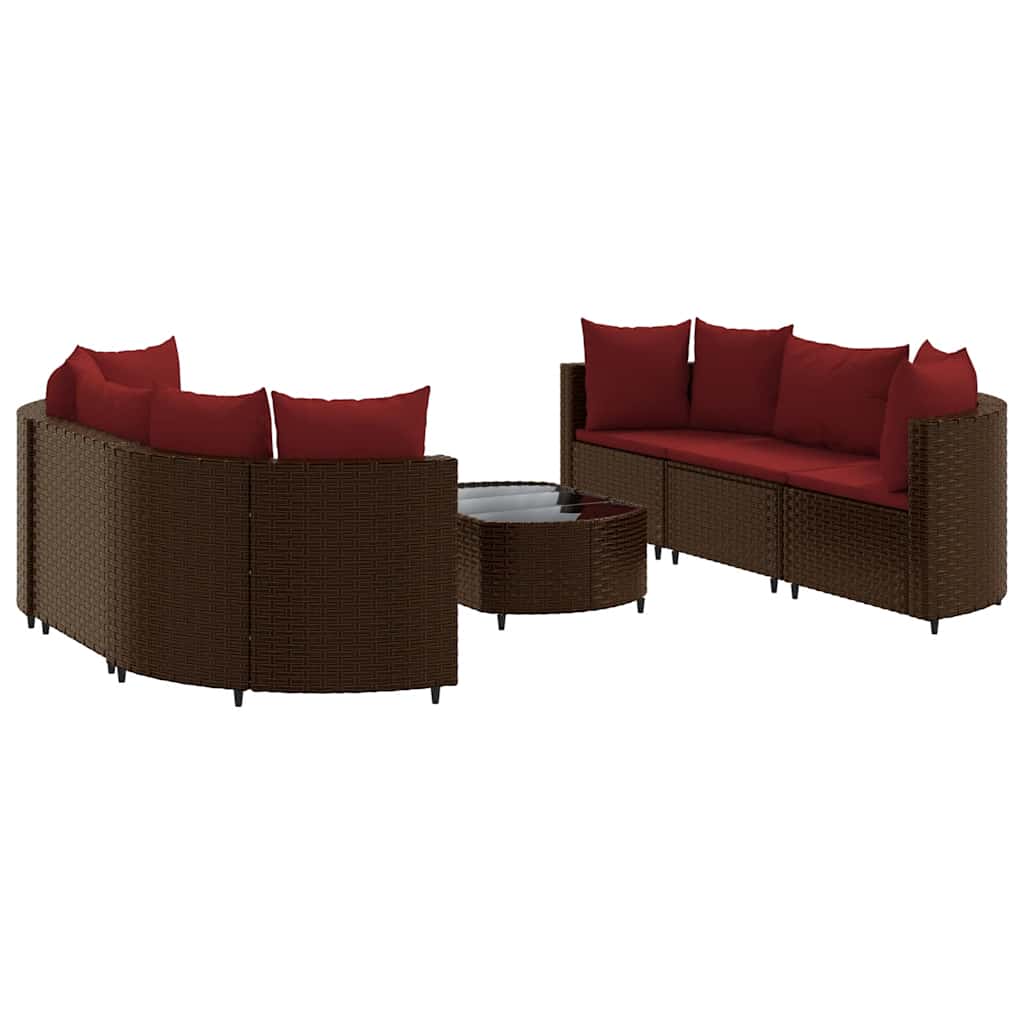 Set Divani da Giardino 7 pz con Cuscini Marrone in Polyrattan - homemem39