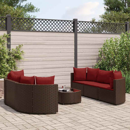 Set Divani da Giardino 7 pz con Cuscini Marrone in Polyrattan | homemem39