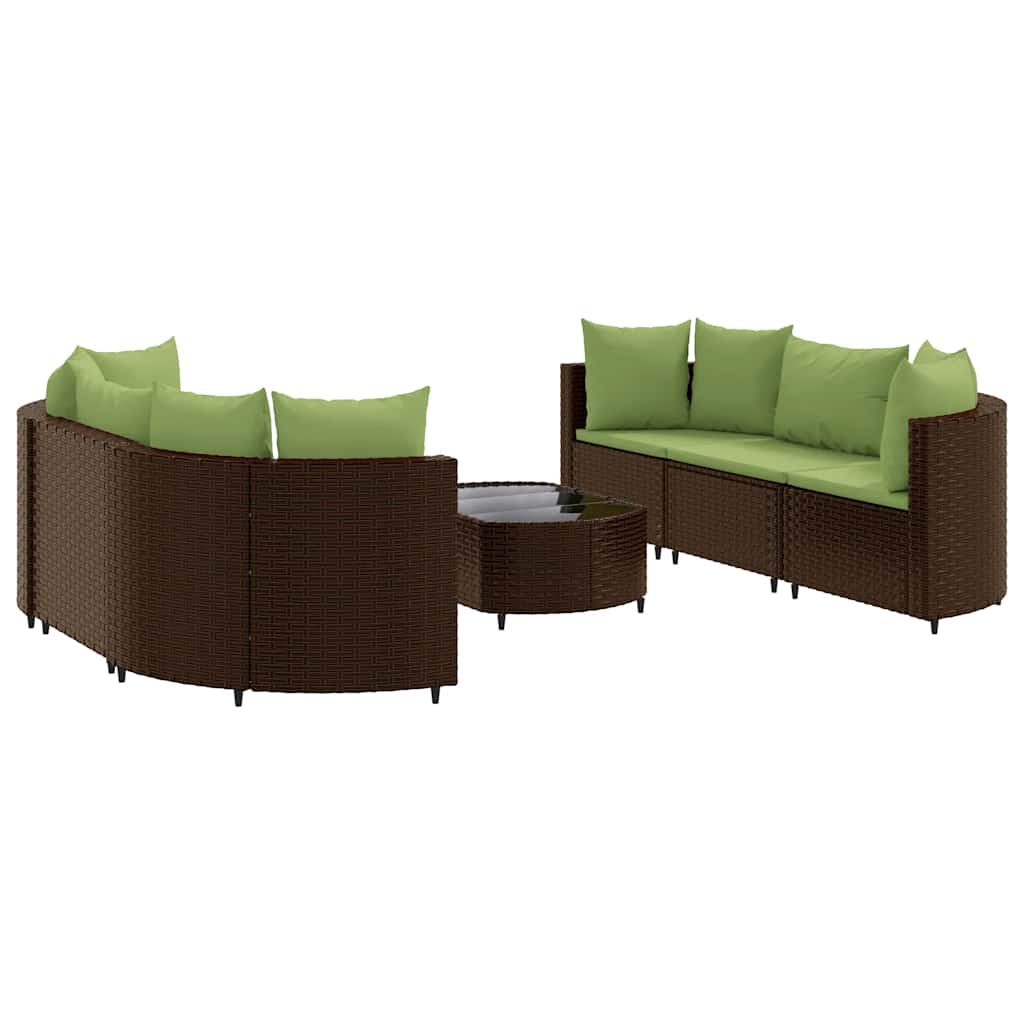 Set Divani da Giardino 7 pz con Cuscini Marrone in Polyrattan | homemem39