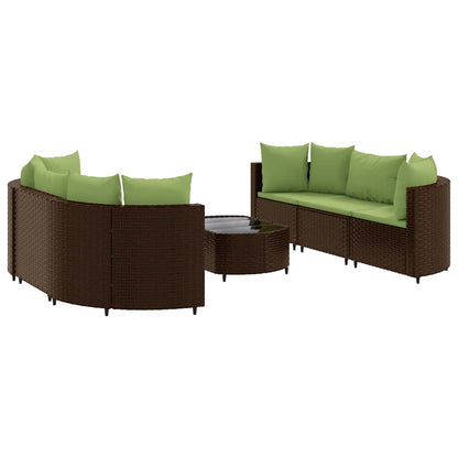 Set Divani da Giardino 7 pz con Cuscini Marrone in Polyrattan - homemem39