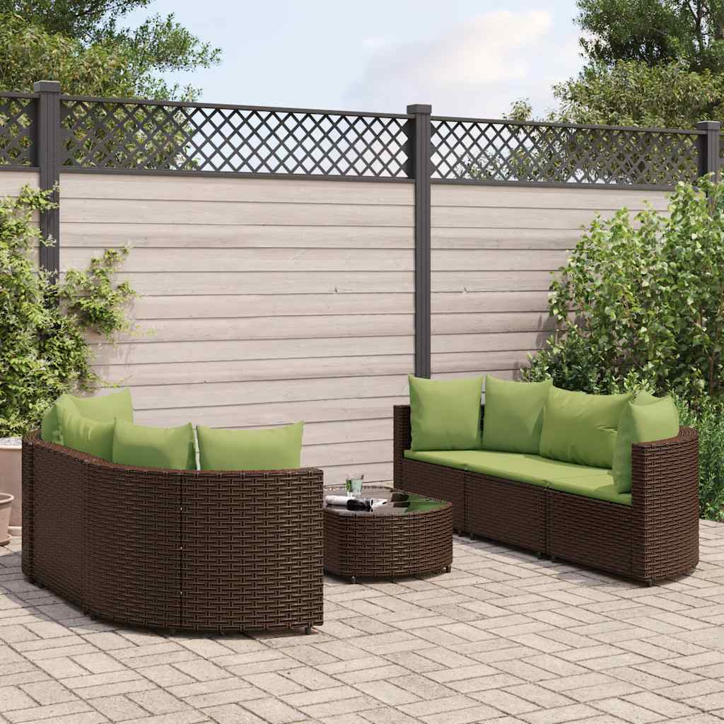 Set Divani da Giardino 7 pz con Cuscini Marrone in Polyrattan - homemem39
