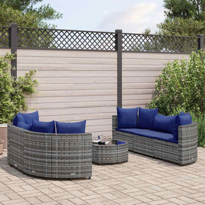 Set Divani da Giardino 7 pz con Cuscini Grigio in Polyrattan - homemem39