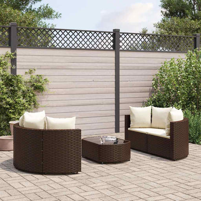 Set Divano da Giardino 5 pz con Cuscini Marrone in Polyrattan | homemem39