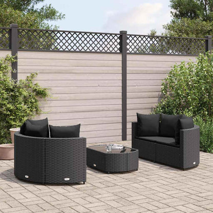 Set Divani da Giardino 5 pz con Cuscini in Polyrattan Nero - homemem39