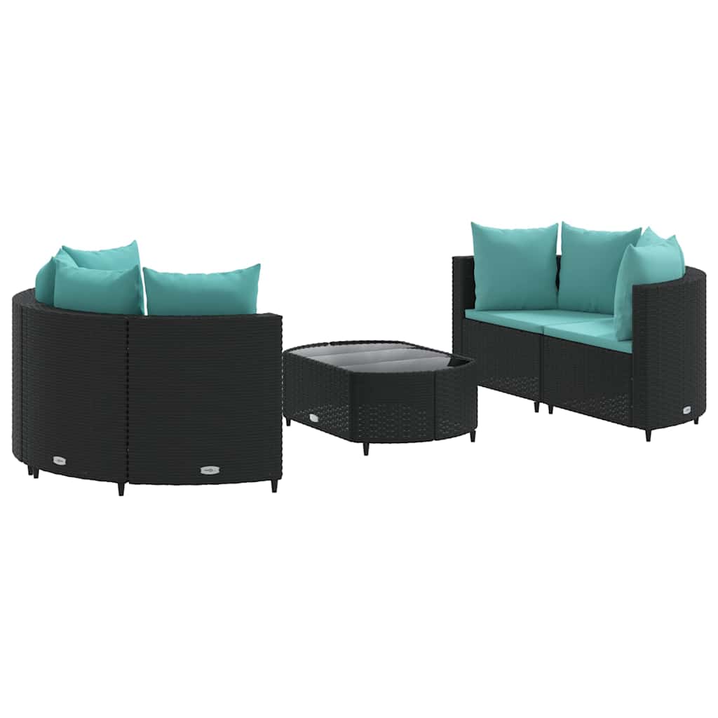 Set Divani da Giardino 5 pz con Cuscini in Polyrattan Nero - homemem39