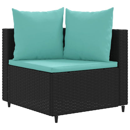 Set Divani da Giardino 5 pz con Cuscini in Polyrattan Nero | homemem39