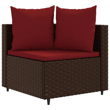 Set Divano da Giardino 5 pz con Cuscini Marrone in Polyrattan | homemem39