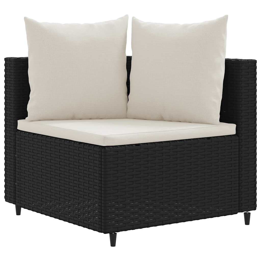 Set Divani da Giardino 3 pz con Cuscini in Polyrattan Nero | homemem39