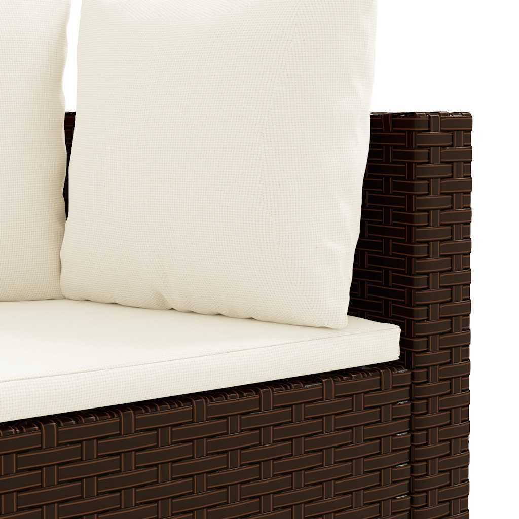 Set Divano da Giardino 3 pz con Cuscini Marrone in Polyrattan - homemem39