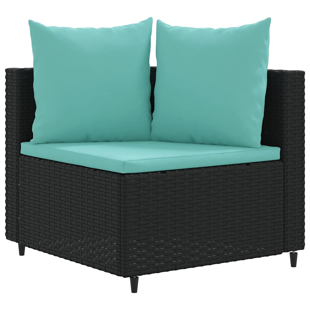 Set Divani da Giardino 3 pz con Cuscini in Polyrattan Nero - homemem39