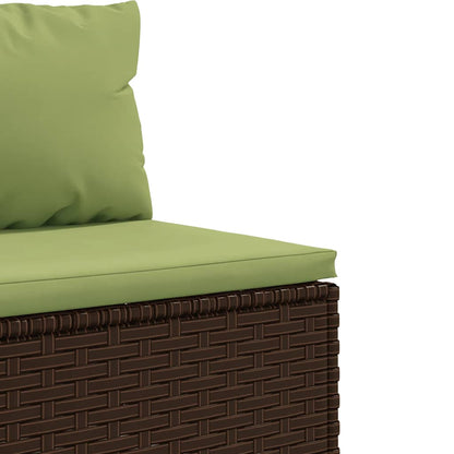 Set Divano da Giardino 3 pz con Cuscini Marrone in Polyrattan | homemem39